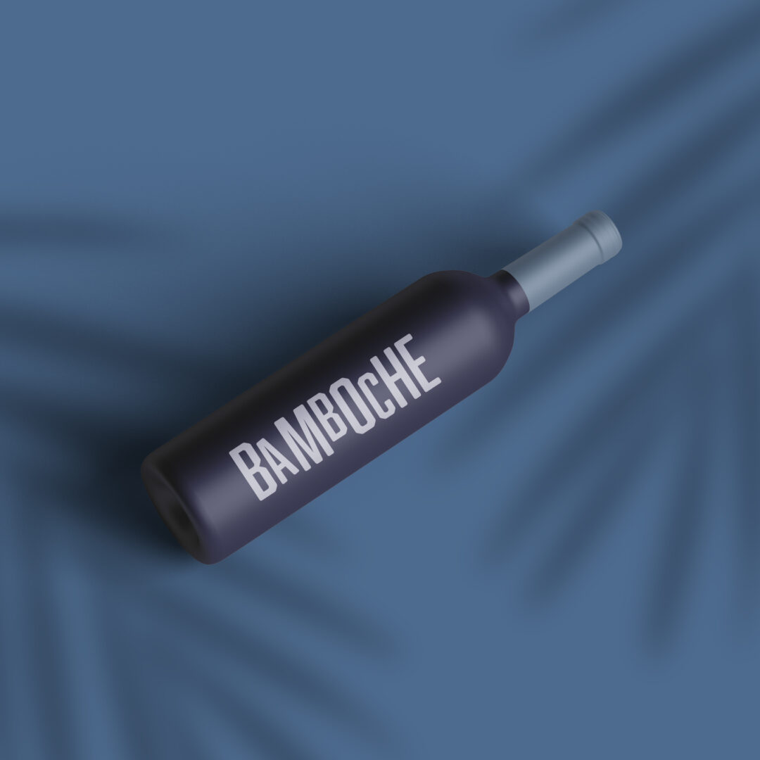 Maquette de bouteille de vin pour le restaurant Le Bamboche