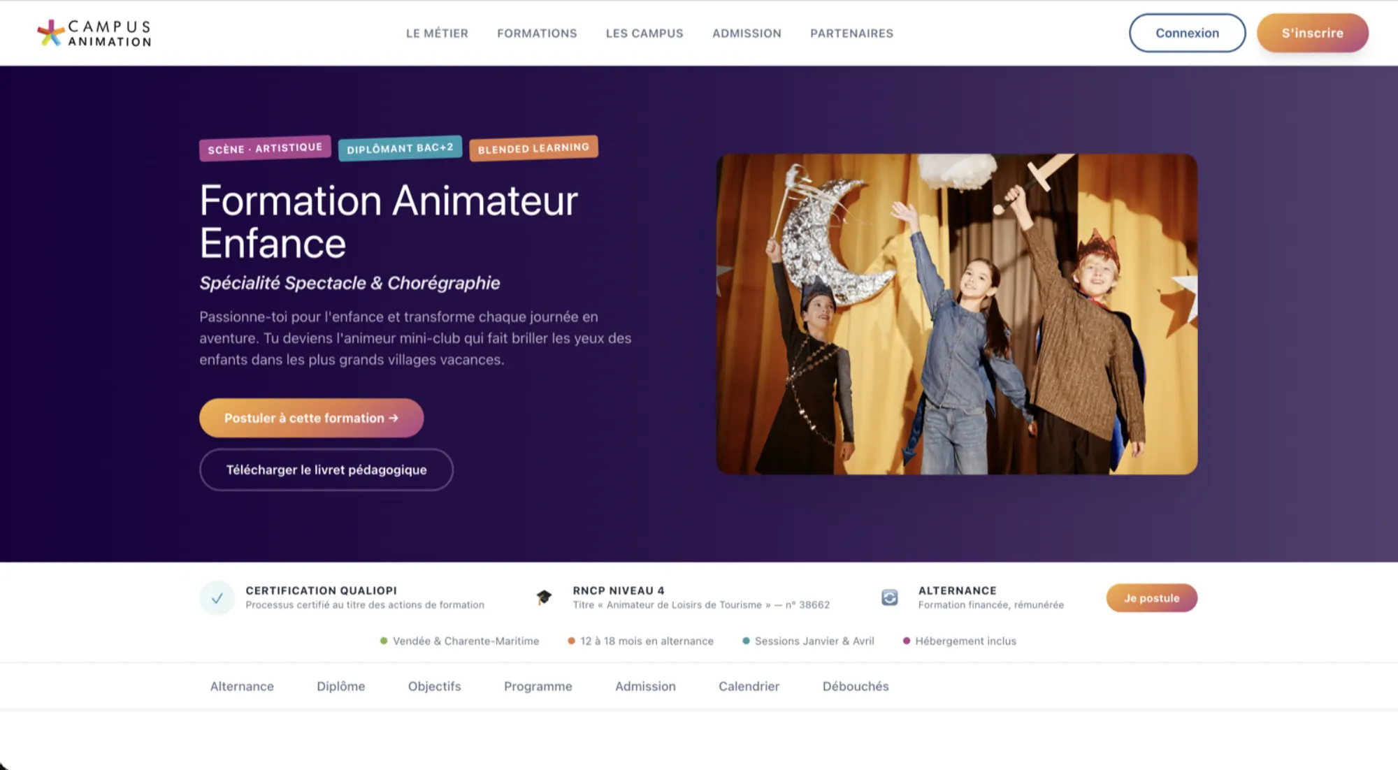 Capture d’écran de la plateforme Campus Animation, vue 7