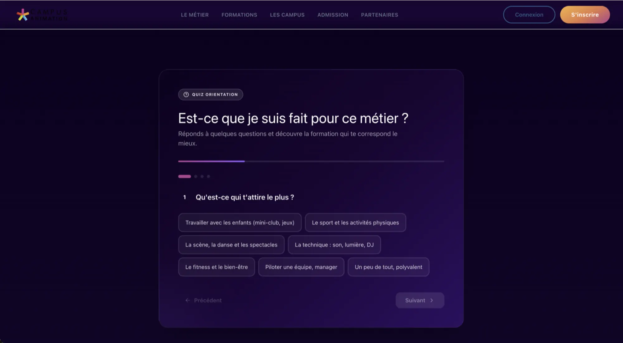 Capture d’écran de la plateforme Campus Animation, vue 6