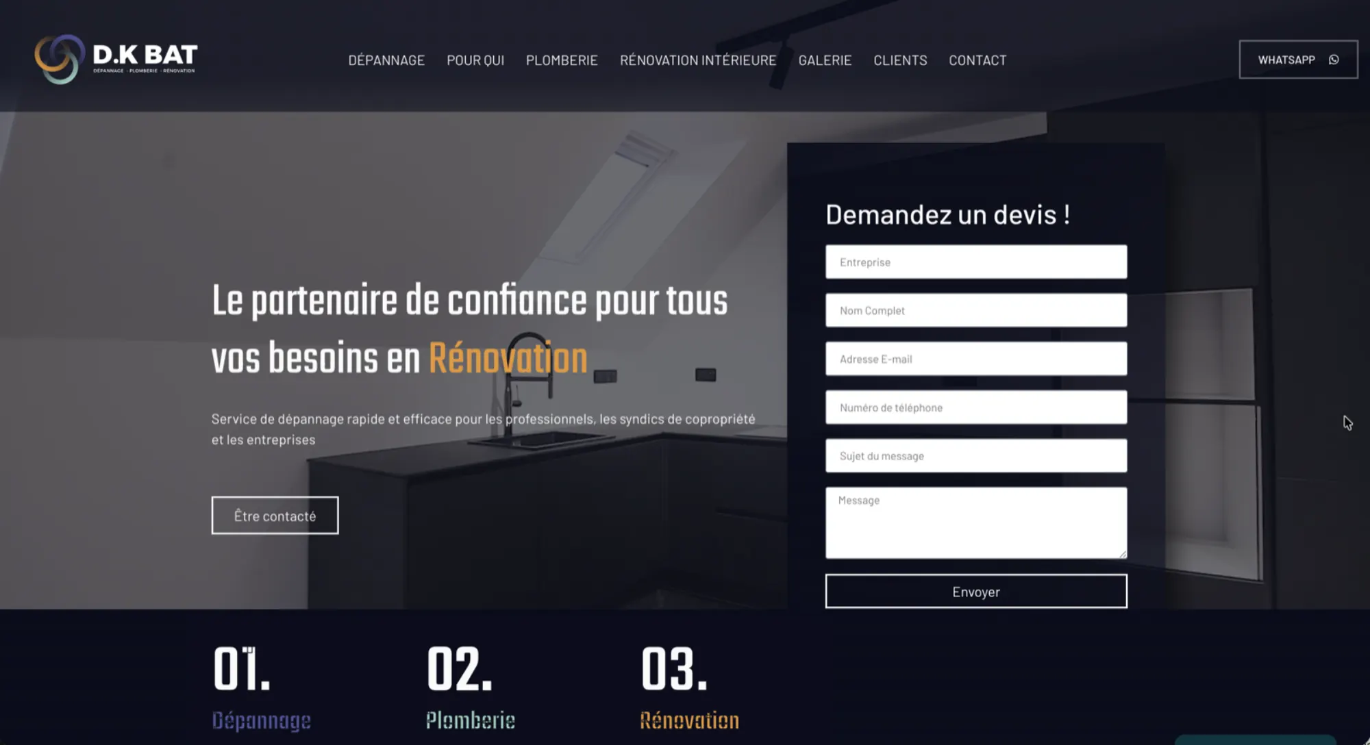 Capture d’écran de la landing page de DK Bat, vue 5