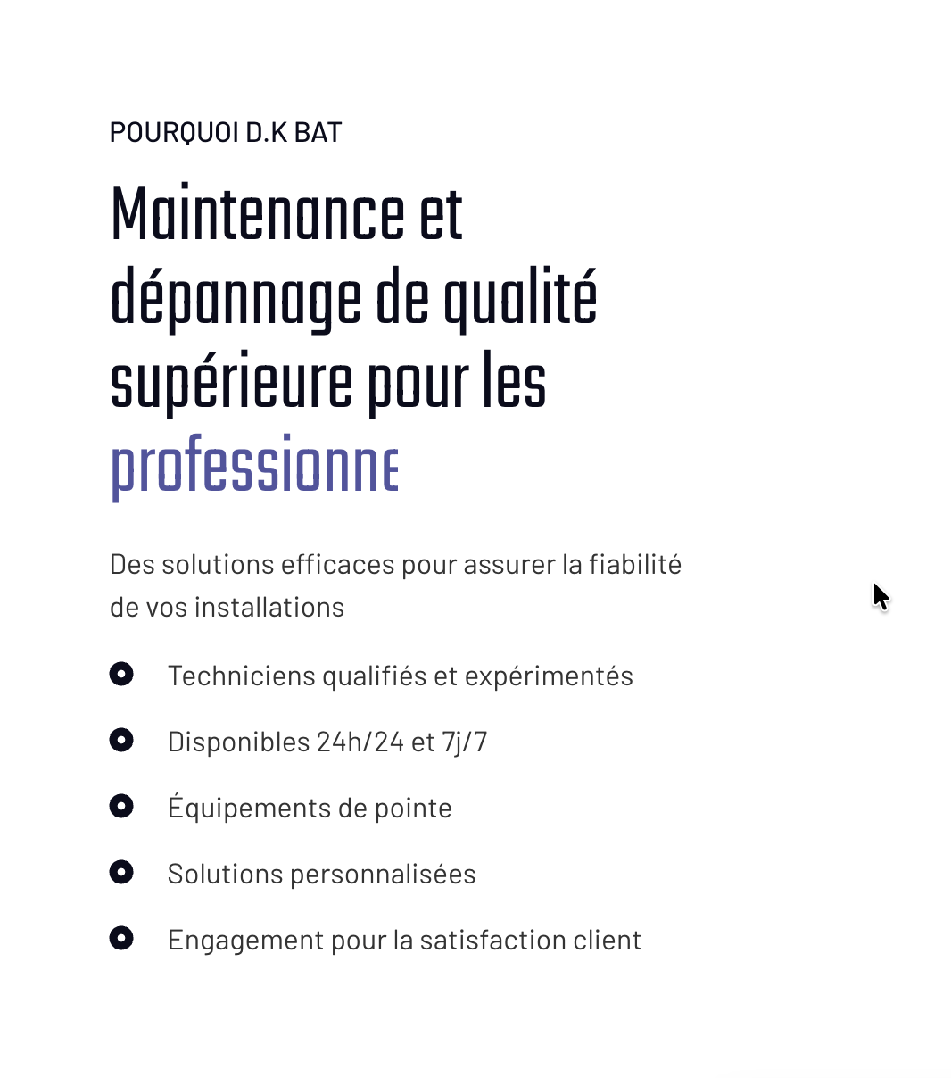 Capture d’écran de la landing page de DK Bat, vue 3